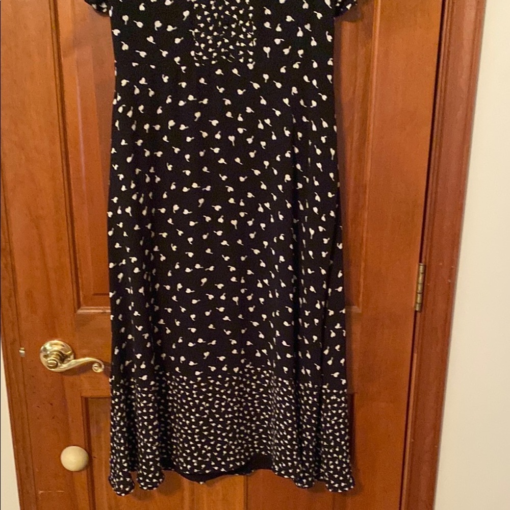 Talbots Black and White Ruffled V-Neck Midi Sundress - Picture 6 of 10
